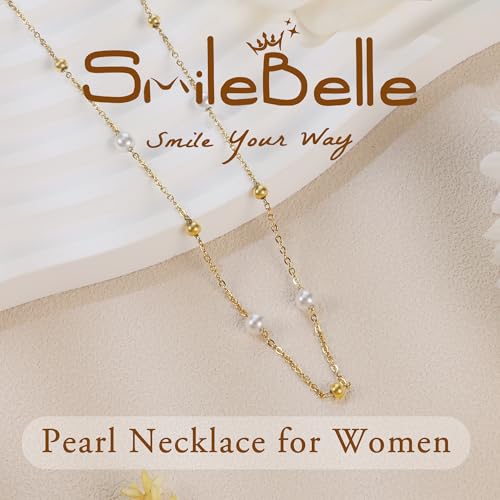 Image of SmileBelle Pearl Necklaces for Women, 18K Gold Choker