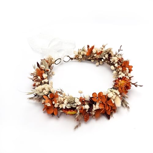 PoshMyra Preserved Dried Flower Crown,Burnt Orange...