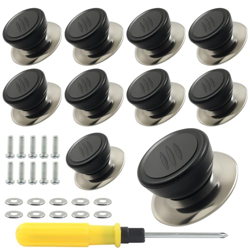 suiwotin 10pcs Pot Lid Knobs - Heat Resistant & Anti-Slip Grip | Universal Replacement Pot Lid for Glass Pots Pans Lids Top (Black)