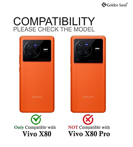 Image of Golden Sand Cover Vegan Leather Texture Series Shockproof Armor TPU Back Cover Case for Vivo X80, [Not for Vivo X80 Pro] Mobile Phone, Black