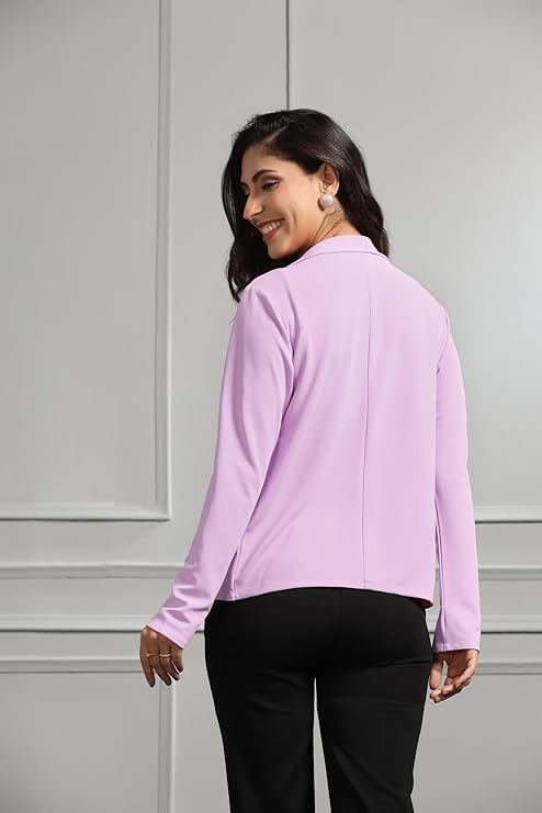 Image of Leriya Fashion Women Lycra Blend Blazer 3 piece co ord Set Purple