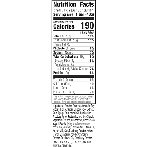 Nature Valley Protein Smoothie Chewy Snack Bars, Berry Blend Protein Bars, 5 Bars, 7.1 oz