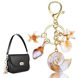 Matwsec Bag Charms Seashell Keychain Beach Accessories for Purse Backpack Women Girls Beach Gift Keychain Cute Key Chain Starfish Tassel Chain Keyring