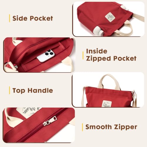 Image of Lily queen Women Canvas Tote Handbags Casual Shoulder Work Bag Crossbody