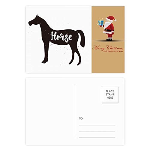 Cartes postales Cheval noir et blanc de collection : l'élégance d'un Noël graphique raffiné