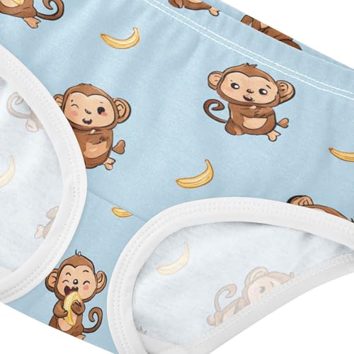 Wusikd Cute Monkey Girls' Underwear Cotton Banana Girls Briefs Soft Toddler Underwear 2T4