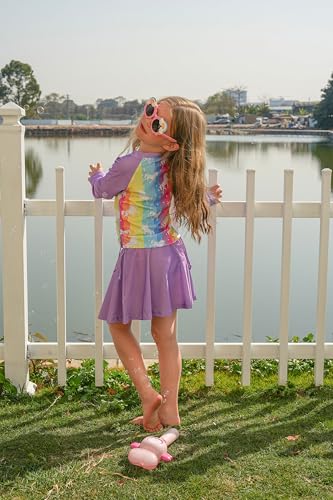 LQSZ Girls Rash Guard Swimsuit Long Sleeve Bathing Suit 2 Pieces with Shorts Swimwear for 3-12Y4