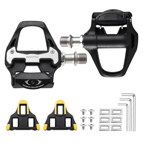 PINSYNC SPD SL Pedals, 9/16' Road Bike Pedals, Sealed Bearings & Nylon Clipless Pedals with Cleats...
