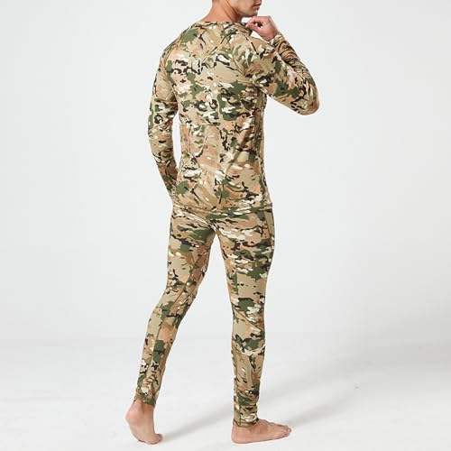 2 Piece Base Layer Thermal Underwear Set for Men Camo Long Underwear Set Top & Long Johns Compression Base Layer Set2