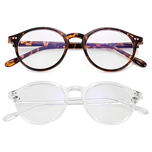 Image of Gleyemor Blue Light Glasses for Men Women, Vintage Round Frame Eyeglasses | Blue Light Blocking Glasses, Lightweight TR90 Frame, Work Gaming Daily Screen Office Computer Use