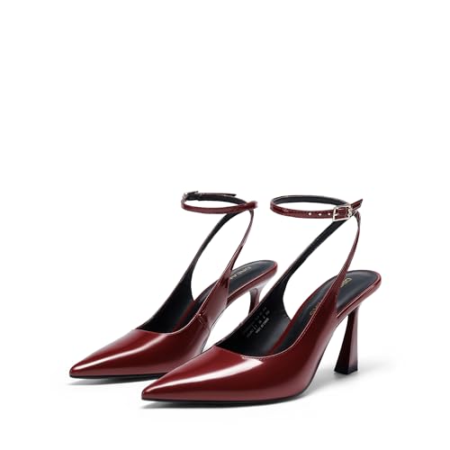 DREAM PAIRS Women's Closed Toe High Heel Pumps Shoes,Burgundy,8 - image 5