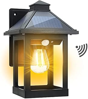 CYHKEE Solar Powered Wall Lanterns Outdoor with 3 Modes, Dusk to Dawn Motion Sensor LED Sconce Lights Waterproof, Exterior Front Porch Security Lamps Wall Mount Patio Fence Decorative Light Fixtures