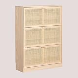 SKLUM Zapatero en Ratán y Madera Reyna Madera de Pino - Ratán Marrón Madera Natural