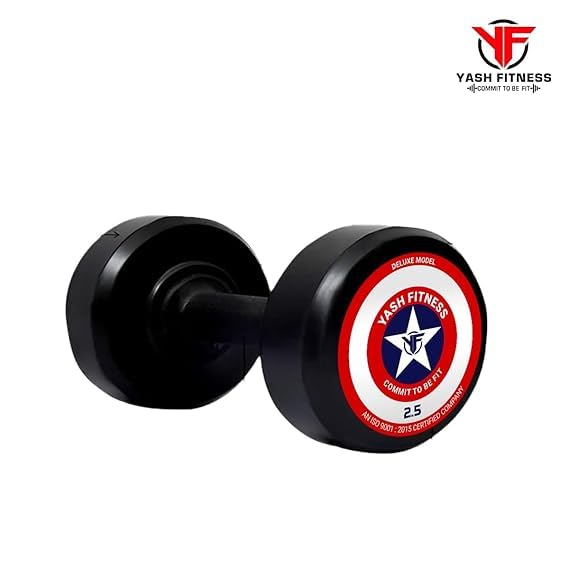 Image of YASH FITNESS Rubber Professional Dumbbells 2.5Kg | Fixed Weight Dumbbell | Dumbbells Set For Home Gym & Gym Training | Gym Equipment Dumbbells Set | Durable Dumbbell Set (Black, Rubber 5Kg)