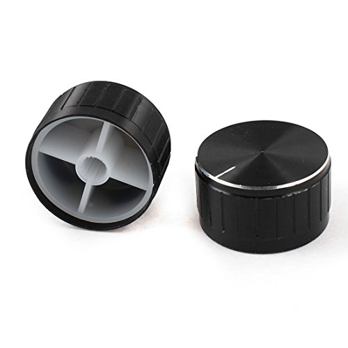 Aexit 2 Pcs Variable Resistors Black 30mm x 17mm CD Amplifier Aluminum Potentiometer Potentiometers Knobs Caps