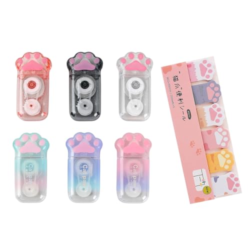 6 Piezas Kawaii Cinta Correctora Milan Tipex Blanca 6m x 5mm, Cintas Correctoras Diseño Pata de Gato Rodillo Cinta de Corrección Para Niños, Estudiantes y Oficina, Linda de Correctoras Roller