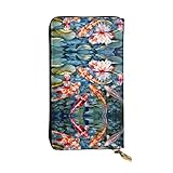 Fish Damen Leder Lange Clutch Geldbörse Artikelmaterial: Mikrofaser-Leder, Premium-Kunstleder und hochwertige Metall-Reißverschlüsse machen sie langlebig