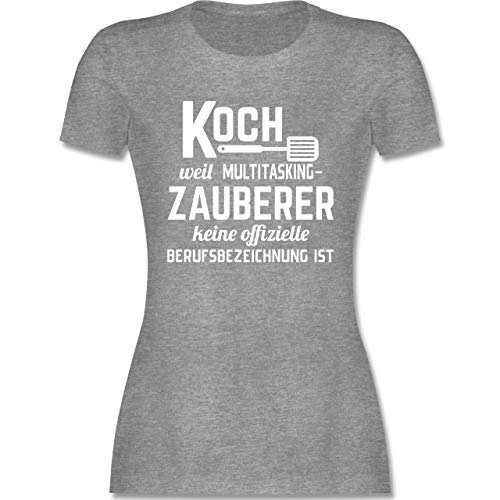 Preisvergleich Produktbild Küche - Koch Weil Multitasking Zauberer Keine offizielle Berufsbezeichnung ist - L - Grau meliert - Beruf / Arbeit - L191 - Tailliertes Tshirt für Damen und Frauen T-Shirt