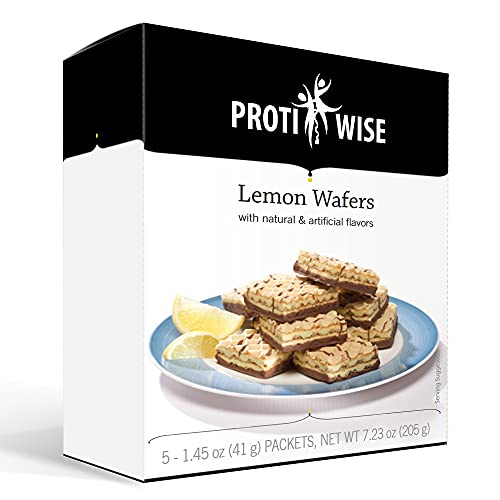 ProtiWise - High Protein Diet | Lemon Wafer | Healthy Snack | Low Calorie, Low Sugar, Low Fat, Low Carb(5/Box)