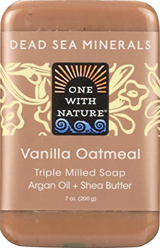 Dead Sea Minerals Soap, Shea Butter, Argan Oil, Magnesium, Sulfur, Minerals, All Skin Types, Problem Skin, Therapeutic, Natural, Vanilla Oatmeal, 7 Oz Bar (1 Pack)