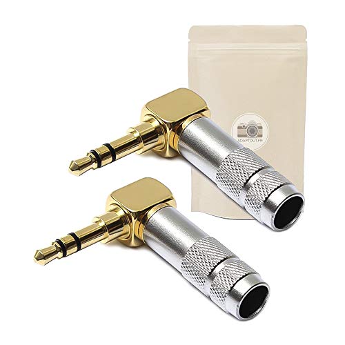2X Prise Mini Jack 3,5mm Coude Male à Souder Stéréo Fiche Male MiniJack 3.5 mm Connecteur Soudure Angle 90° Angle Plaque Or 18K 100% Metal ADAPTOUT MARQUE FRANÇAISE