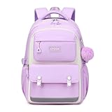 CYOQX School Backpack for Girls Cute Backpack Elementary Middle School High School Teenage Girls Schoolbag (Purple)