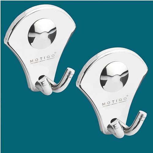 Image of Stainless Steel Robe Hook for Hanging Clothes, Cloth-Towel Hanger, Robe Hooks for Bathroom, Bathroom Accessories (Royal- Set-2)