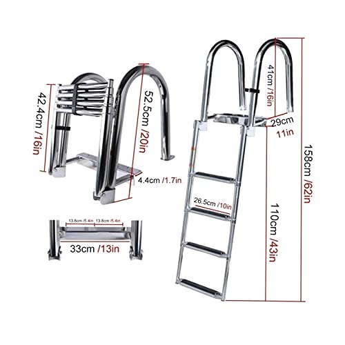 Escalera telescópica de 4 peldaños para piscina con pasamanos miniatura 3