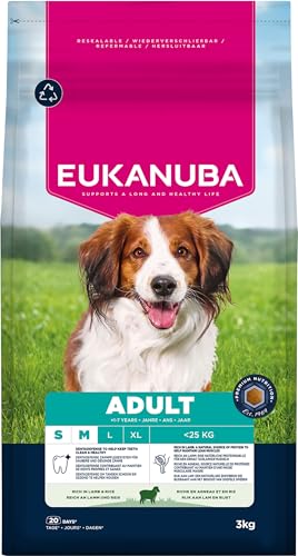Eukanuba, alimento seco para Perros con Cordero y arroz para Razas pequeñas y Medianas, alimento seco Premium para Perros Adultos, 3 kg