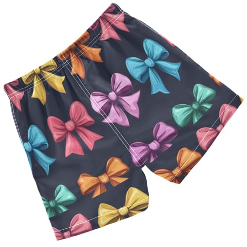 Pigsaly Boys Swim Trunks Girl Colorful Ribbon Bow Boys Board Shorts Swimsuit Swimwear Summer Bathing Suit 2T2