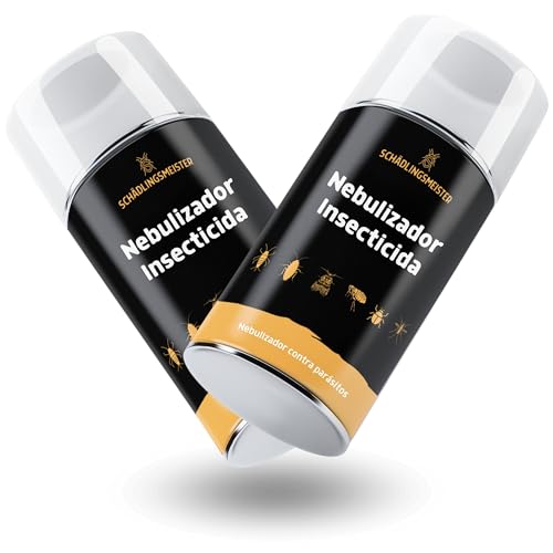 SCHÄDLINGMEISTER Fogger 2x150ml - Insecticida Rápido para 10 Tipos de Insectos, Pulgas y Ácaros, Descomposición Rápida, Fabricado en Alemania