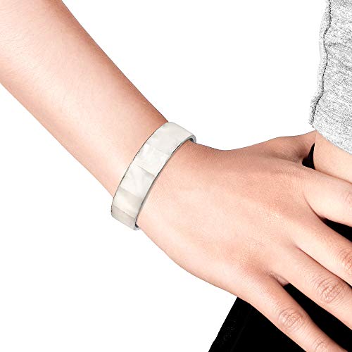 Stunning Iridescence White Mother of Pearl Shell Bangle Bracelet - Image 6