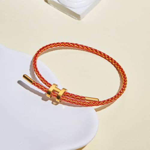 Image of AIMADE Bracelets for Women Adjustable Charm Bracelet, 18k Gold-plated Buckle Design Titanium Steel Wire Rope Women's Gift Jewelry