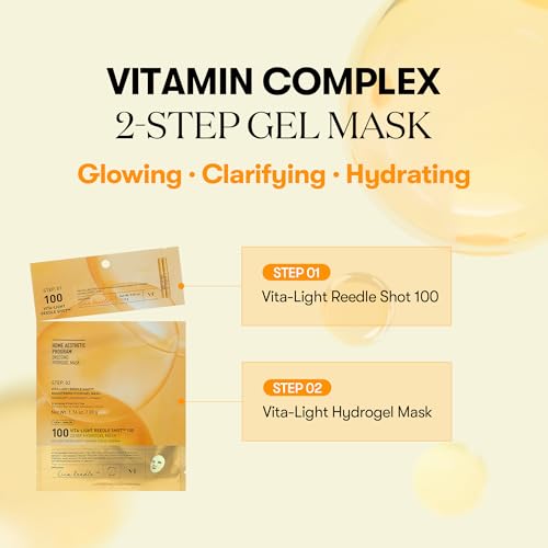 VT COSMETICS Vita-Light Reedle Shot 100 2-Step Hydrogel Mask(34.5gx4ea), Intensive Glowing, Exosome Glutathione Face Mask, Overnight Melting Mask, Korean Facial Mask - Image 3