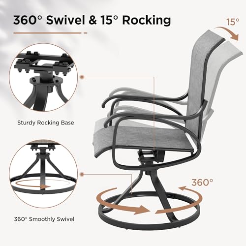 Image of LOUVIXA Patio Swivel Chair Set of 2, All-Weather Patio Swivel Rocking Chair, High Back Patio Dining Chairs for Backyard, Porch, Lawn, Garden(2, Ash Grey)