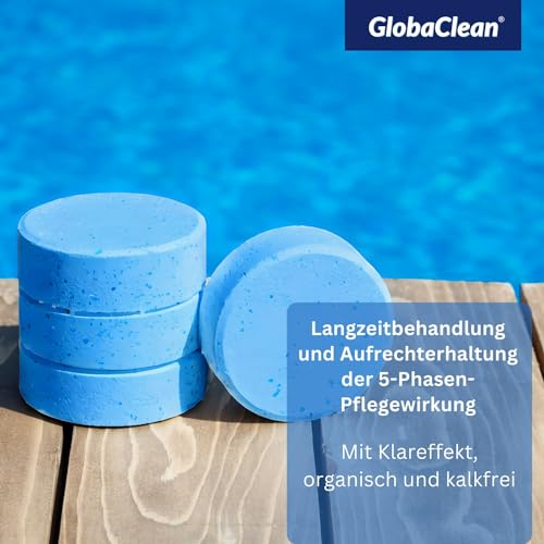 GlobaClean Chlor Multitabs 5 in 1-200g Chlortabletten für Pool - 1kg Blau - 5-Phasen Wirkung für sichere und saubere Poolpflege - Made in Europe - für kristallklares und hygienisches Poolwasser – Bild 5