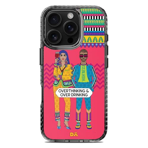 Image of DailyObjects Case for iPhone 16 Pro Max Compatible with Mag-Safe Wireless Charging, Stride 2.0 Overthinking & Overdrinking Slim Shockproof Back Cover with Inner Magnetic Ring