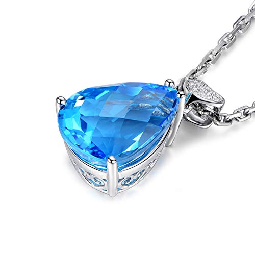 Daesar 18Ct White Gold Necklace For Women Teardrop Shape Heart 13.55Ct Topaz Necklace Simple 0.8Ct Diamond Necklaces For Women Pendant Necklaces Silver #TOP6