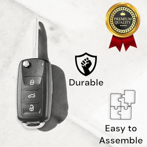 Image of VW | SKOD 3 Button Flip Car Key Shell /Case /Body case replacment for Skoda and VW Light At The Top Fixed Blade Key Shell Case | No Electronics Included | Required Key Cutting