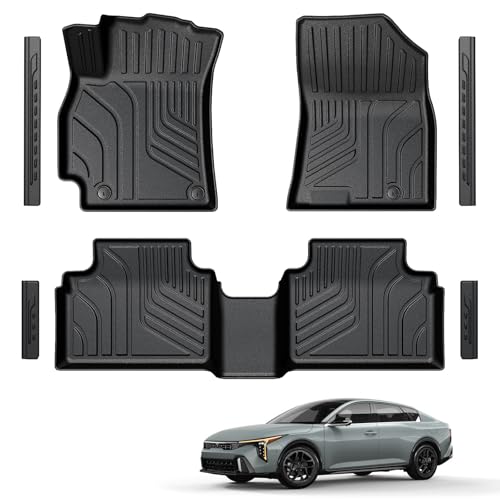 LUMWAY Floor Mats for 2025 2026 Kia K4 Sedan TPE All Weather Durable Floor Liners Door Sill Guards for Kia K4 Accessories