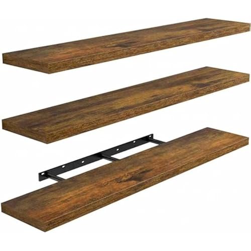 Amada 47.2" Floating Shelves for Wall Decor & Storage, Set of 3, Brown