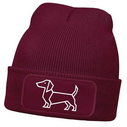 Bonnet en tricot pour femme teckel polygone : le cadeau drôle pour amie