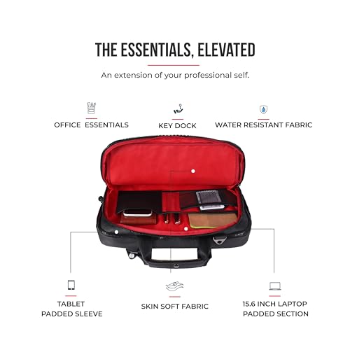 Image of Gear Professional 16L /12 inch Small Faux Leather Water Resistant Laptop Briefcase /Office Bag /Laptop Messenger Bag for Men /Women(Black-Red)