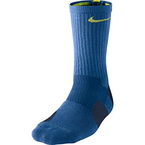 Nike Elite Crew 472 L Blue with lime green accent. sizes 8-12 large