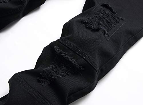 Longbida Mens Skinny Slim Fit Ripped Straight Hip Hop Biker Stretchy Jeans(Black,38) #TOP4