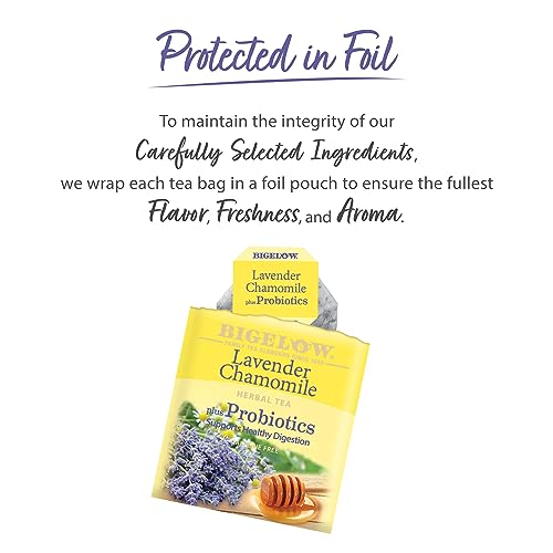 image for Bigelow Tea Lavender Chamomile Plus Probiotics Herbal Tea, Caffeine Fr