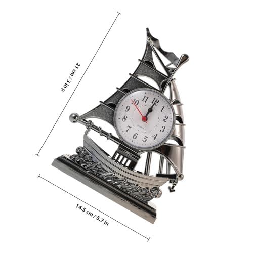 TOGEVAL おしゃれな帆船モデル置物付き目覚まし時計 コンパクトで軽量 ベッドサイドやリビングに なデザインで多シーン対応