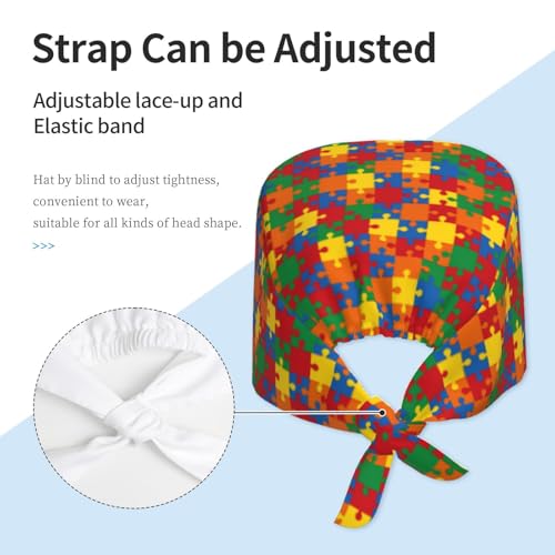 Image of Surgical Caps Men Women, Scrub Cap with Sweatband Adjustable | Tie Back Nurse Cap, Nursing Breathable Working Hat, Scrub Cap, Medical Hats