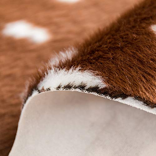 Asuprui Faux Sika Deer Animal Rug, 5x6ft, Brown, Polyester, Area Rug, Western Decor