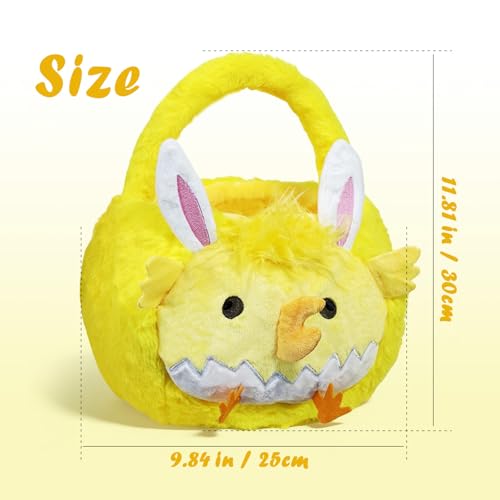 Image of 2026 Upgraded Plush Baskets EasterBasket, Easter Egg Hunt Buckets, EasterDecorations Indoor Outdoor, Cute Easter Giftsfor Kids, Adults, Teens, Toddlers, Girls(Yellow)